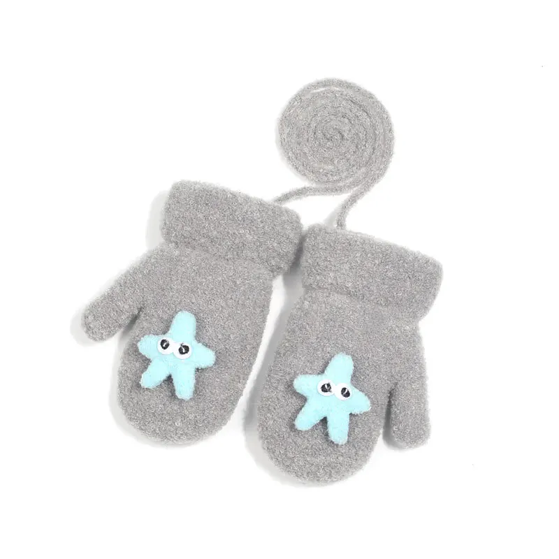 Lovely Animal Child Windproof Gloves Winter Men and Women Plus Velvet Keep Warm Imitation Sheep Lamb Hanging Neck Fawn Mitten - Цвет: 8