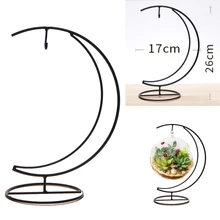 Стеклянная ваза в форме Луны, железная Подвесная подставка для украшения дома и сада