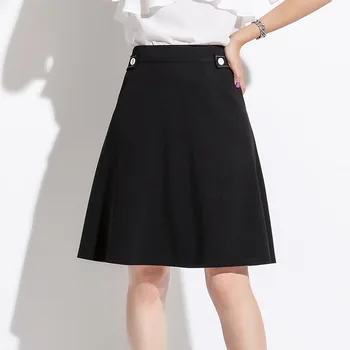

2020 Summer New Style Dongdaemun WOMEN'S Dress Boutique-Style Elegant Versatile A- line Skirt Midi-skirt Black and White with Pa