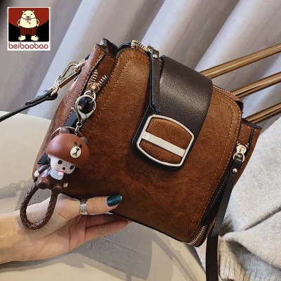 brown Beibaobao Новая модная женская сумка осенняя и зимняя сумка ретро сумка Месседжер-сумка для девочек маленькие квадратные пакеты - Цвет: brown