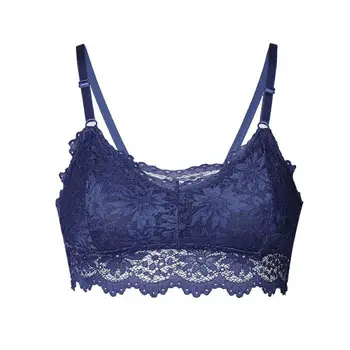 

Women Lace Bra Sexy Floral Lingerie Seamless Underwear Wireless Quilted V-neck Deep Gathered Female Bra