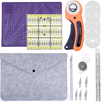 

LMDZ Rotary Cutter Set with Cutting Mat Patchwork Ruler Carving Knife Rotary Cutter Kit for Sewing and Quilting Leather Tools