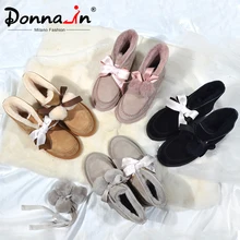 Женские ботинки Donna-in, зимние ботинки на натуральном меху, на плоской нескользящей подошве, легкие кожаные утеплённые ботинки на толстой шерстяной подкладке