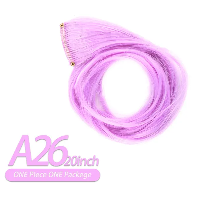 AIYEE Hair Extensions Pure RainBow Hairpiece Clip In Hair Piece Synthetic Long Straight Ombre Pink Red Rainbow Hair Piece A26