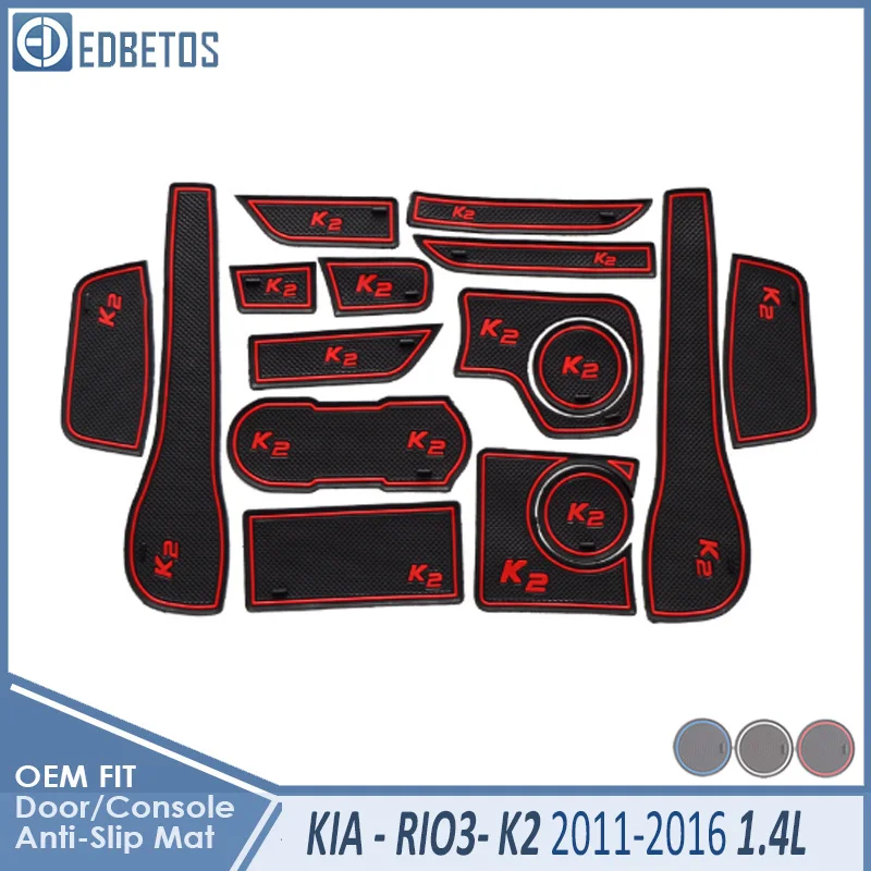 K2 1.4 Red Противоскользящий коврик для Kia RIO 3 K2 1,4 л Аксессуары ворота слот подставка анти-Грязная дверь паз коврик автомобильный интерьер гелевая накладка Резина - Название цвета: K2 1.4 Red