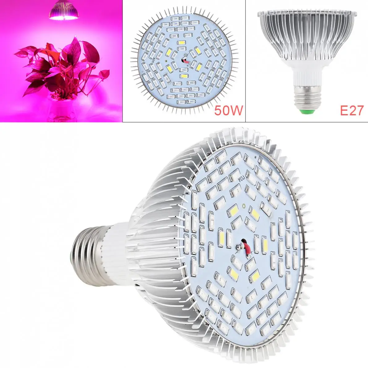 E27 85 V-265 V 50W 78 LEDs растительный свет полный спектр полоса красный 42+ синий 18+ теплый 6+ Инфракрасный 6+ UV 6 для роста палатки