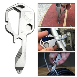 24In1 Outil de poche en forme de clé Multitool Clips d'engrenage de clé de mesure Outil de porte clés extérieur Tournevis Fichier Ouvre bouteille Outil de clé 
