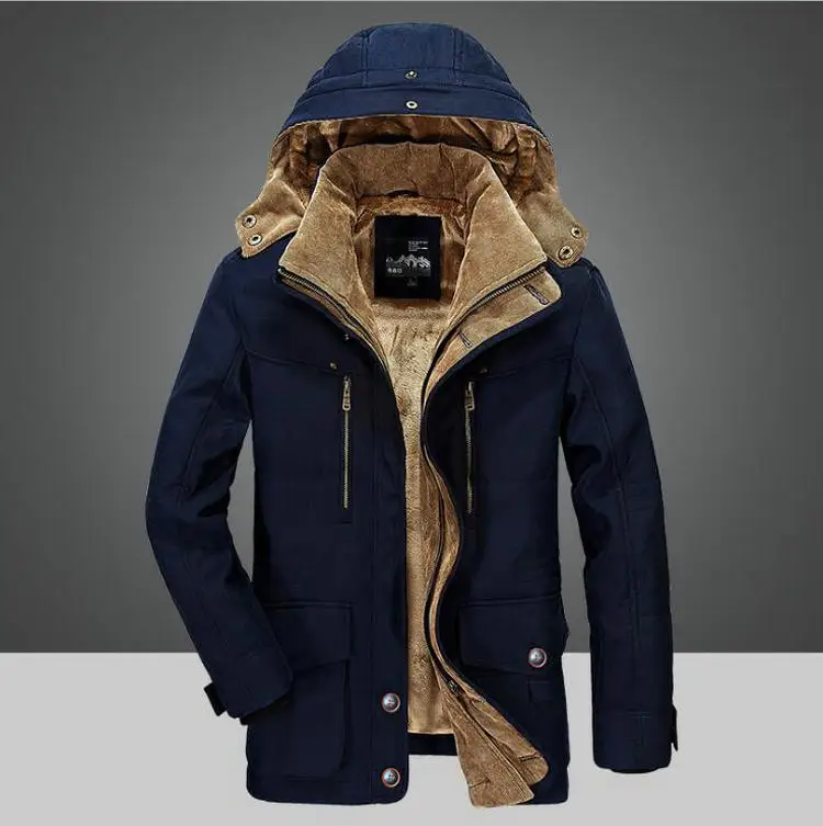 Dark Blue 20 градусов мужские парки зимняя куртка армейская парка пальто мужской с капюшоном воротник флис утолщаются теплый Homme верхняя одежда - Цвет: Dark Blue