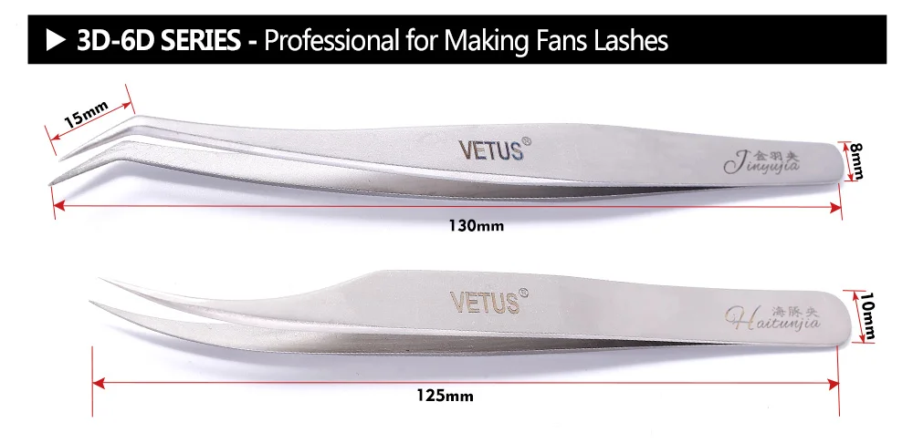 VETUS 1 Pcs volume lash Tweezers Stainless Steel Eyelash Tweezers for Eyelash Extension Eye Makeup Tools SA ST