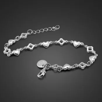 

Quality exquisite Heart-shaped flowers 925 sterling silver bracelet Small exquisite silver bracelet women Jewelry accessories