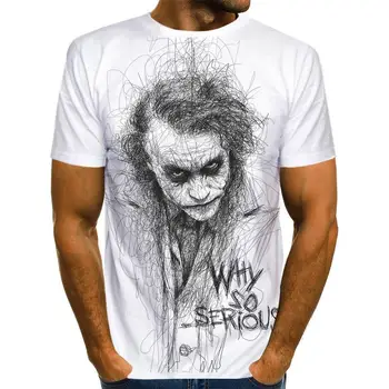 

2020 Summer Clown white Joker 3D Printed T Shirt Men Joker Face Casual Male tshirt Clown Short Sleeve Funny T Shirts TopsXXS-6XL