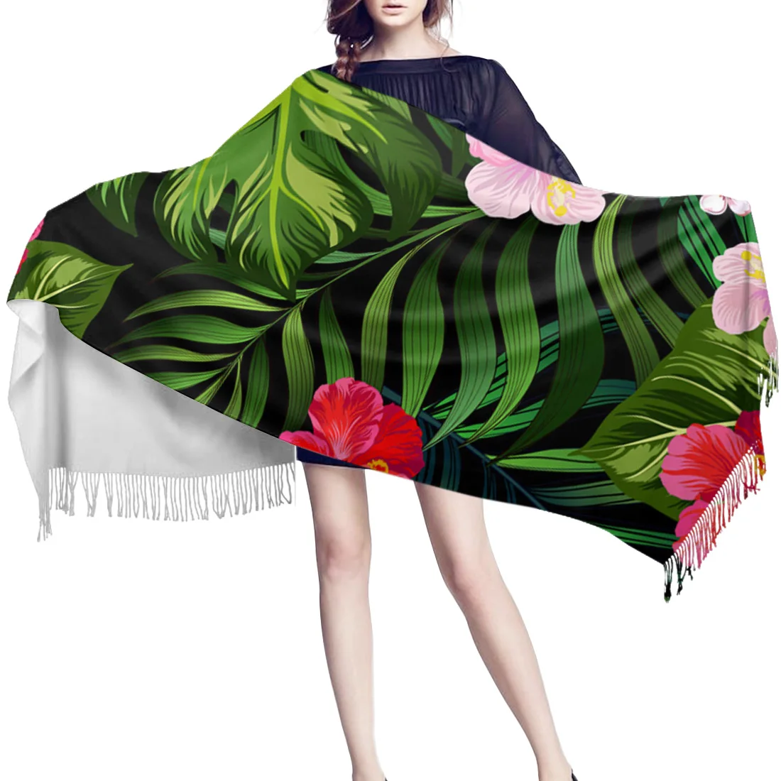 Jinjin. QC Bufanda Para Mujer Pañuelos Con Flor Y Chal Pashmina
