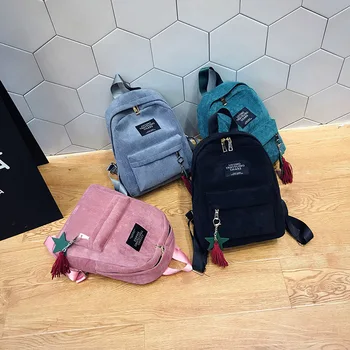 

Korea Mori Girls Simple Style Corduroy Backpack Leisure Women Mini Student Backpack Schoolbag Travel Bags for Teenage Girls