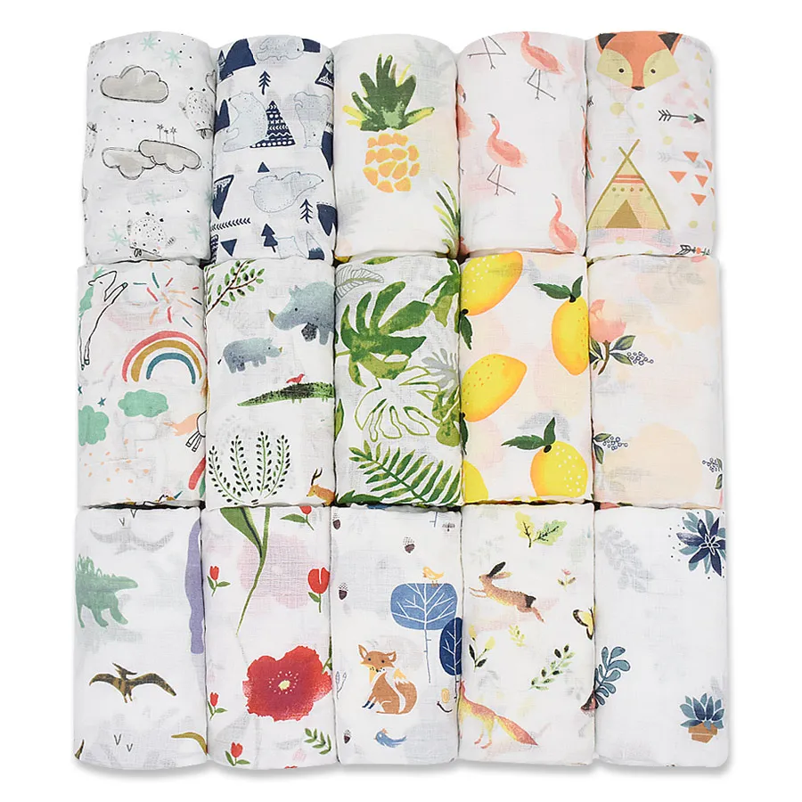 Manta de muselina para 100%, manta suave de algodón para bebé recién nacido, Toalla de baño, gasa, saco de dormir para niño, funda para cochecito, 120x120cm