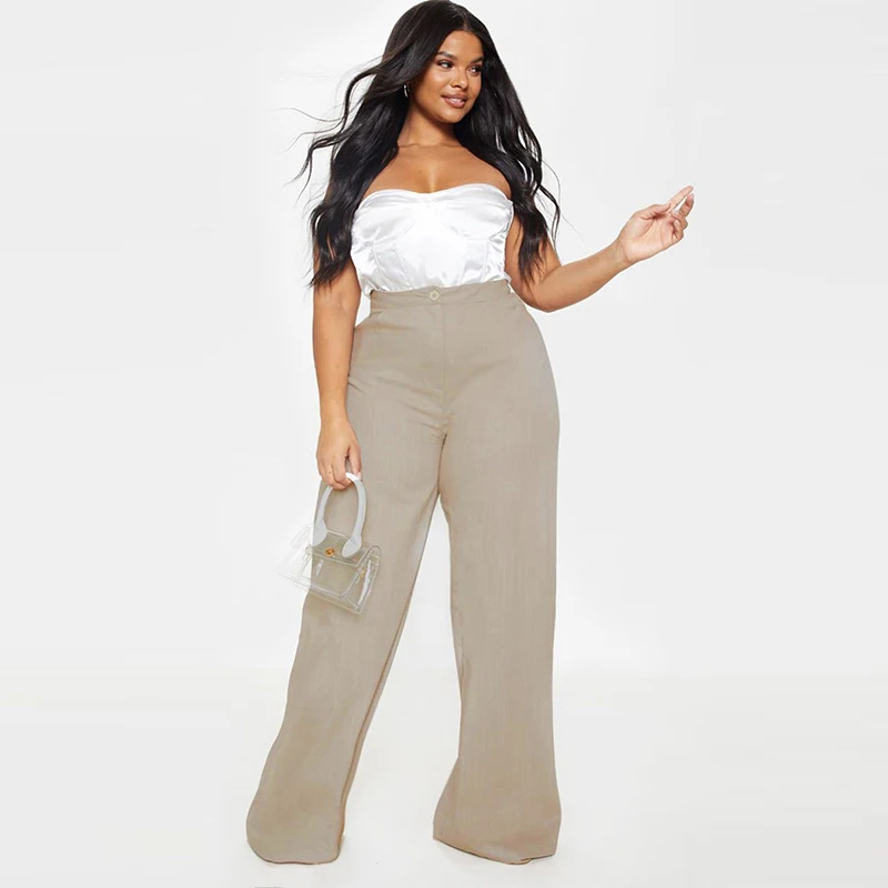 

Kissmilk Summer Street Sports And Leisure Large Size Loose Wide Leg Zip Button High Waist Solid Color Wild Pants