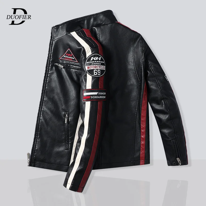 Motorcycle-Jacket Overcoat Biker-Bomber-Coat Winter Mens Casual New Autumn Zipper PU
