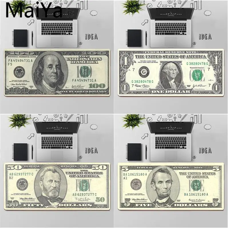 Maiya Money Dollars Bill Cash Ben Franklin Rubber Mouse Durable Desktop Mousepad Spedizione Gratuita Large Mouse Pad Tastiere Mat