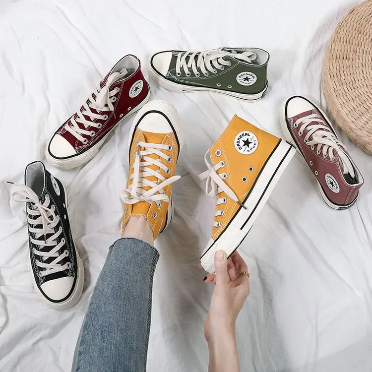 

2019-Hight-top Canvas Shoes BOY'S Korean-style Cloth Shoes Trend Shoe MEN'S Casual Shoes WOMEN'S Shoes Sneakers