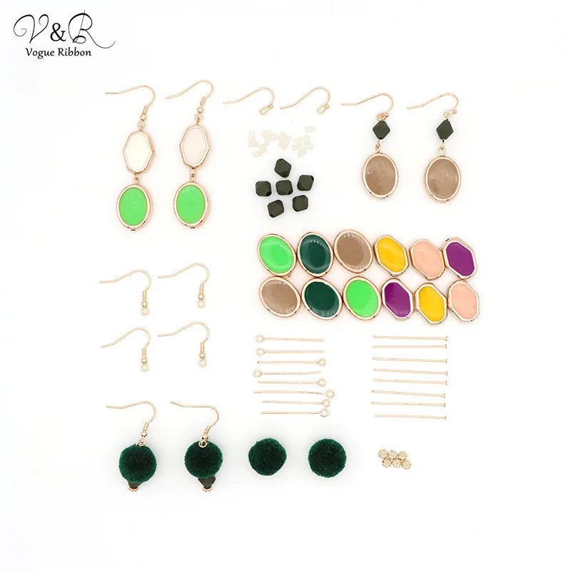 

DIY Handmade Jewelry Making Multiple Color Enamel Bead Pom Ball Charm Pendants Drop Dangle Earring set Component Fashion DIY-153
