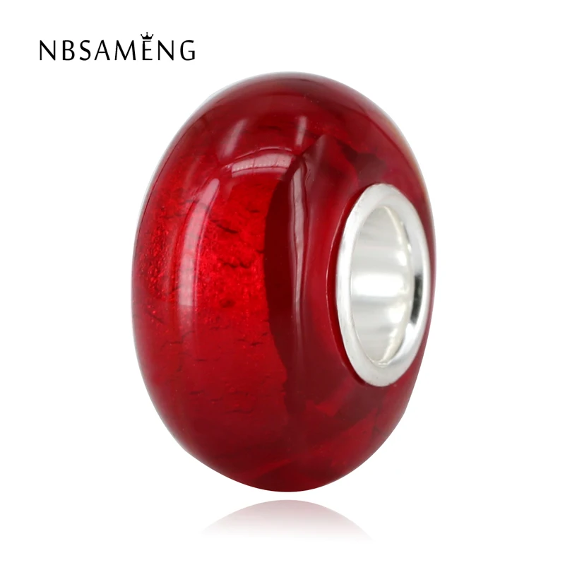 

Authentic 925 Sterling Silver Bead Charm Red Lampwork Murano Glass Beads Fit Pandora Women bracelet & bangle DIY jewelry