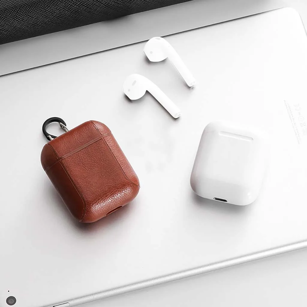 Для AirPods кожаный чехол для зарядного устройства защитный чехол с карабином защита от пыли спортивные наушники сумка для хранения
