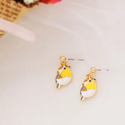 earring B Модные ювелирные изделия аксессуары эмалевый попугай Фламинго Тукан птица кулон ожерелье - Окраска металла: earring B