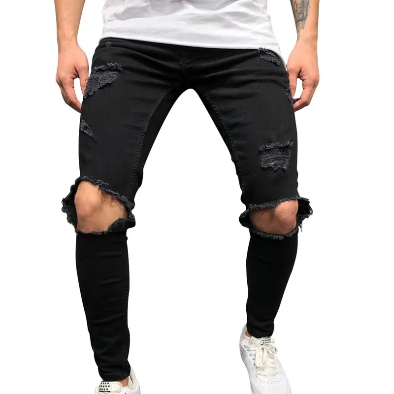 Хип-хоп карманы Pantalones Hombre модный шнурок джинсы тонкий карандаш брюки мужские Modish треники на молнии тактические шаровары