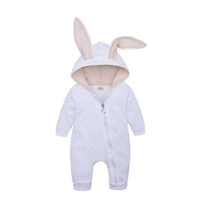Комбинезон-кролик, весенняя одежда для новорожденных, верхняя одежда, теплый комбинезон для малышей, Осенний комбинезон для мальчиков и девочек - Цвет: white