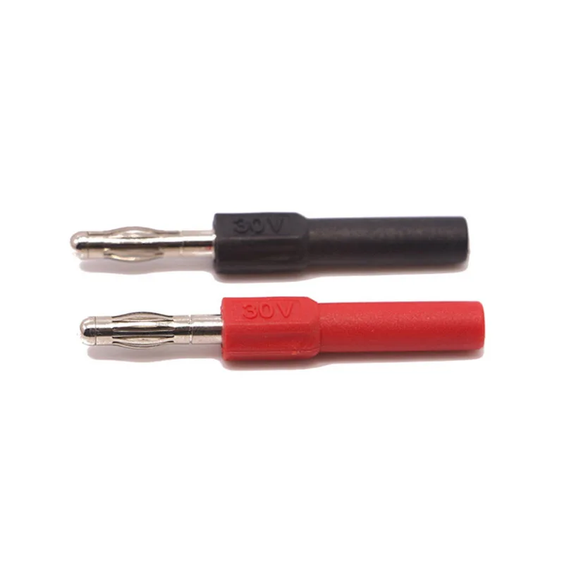 2pcs 1red 1black 4mm Banana shrouded to 2mm plug female male converters Adapter connecting Jack For Speaker Test Probes |