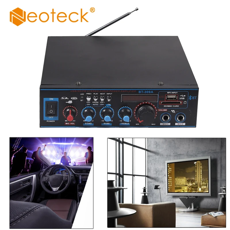 Цифровой Bluetooth стерео аудио усилитель Neoteck 800 Вт HIFI FM SD радио микрофон для