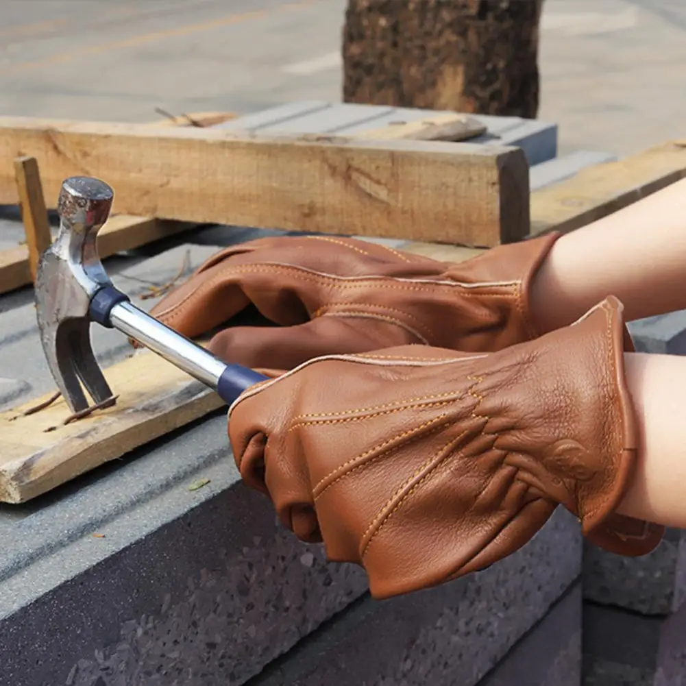 Cowhide Gloves Wear-resistant Heat Insulation Cowhide Work Gloves Gardening Sports Hiking