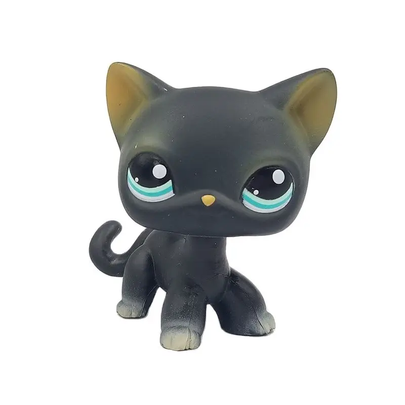 LPS #336#2249 Black CAT Littlest Pet Shop LPS Toy Short Hair Kitten Cat 2PCS 