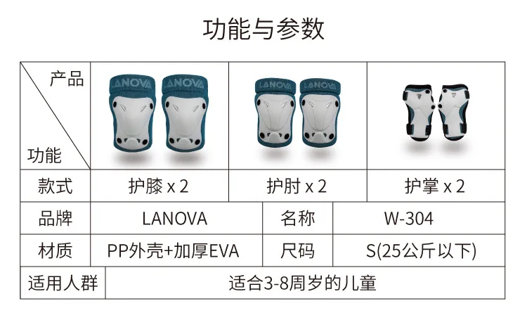 Lanova Children Roller Skating Protective Gear 6-Piece Set Balance Car Bicycle Skates Skateboard Limit Sport Ware
