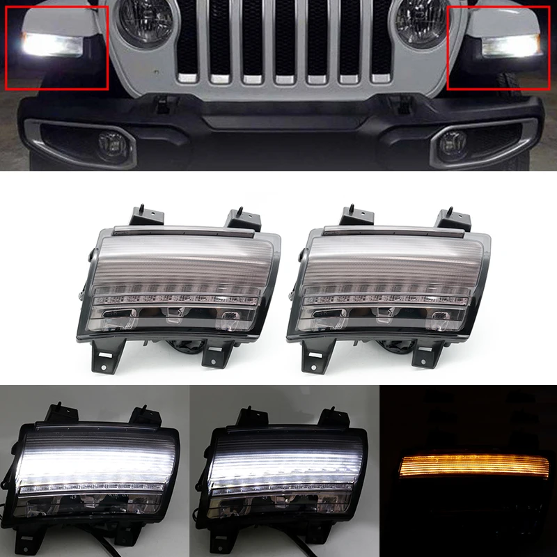 Светодиодный светильник DRL указателя поворота, совместим с Jeep Wrangler JL-, версия США/ЕС