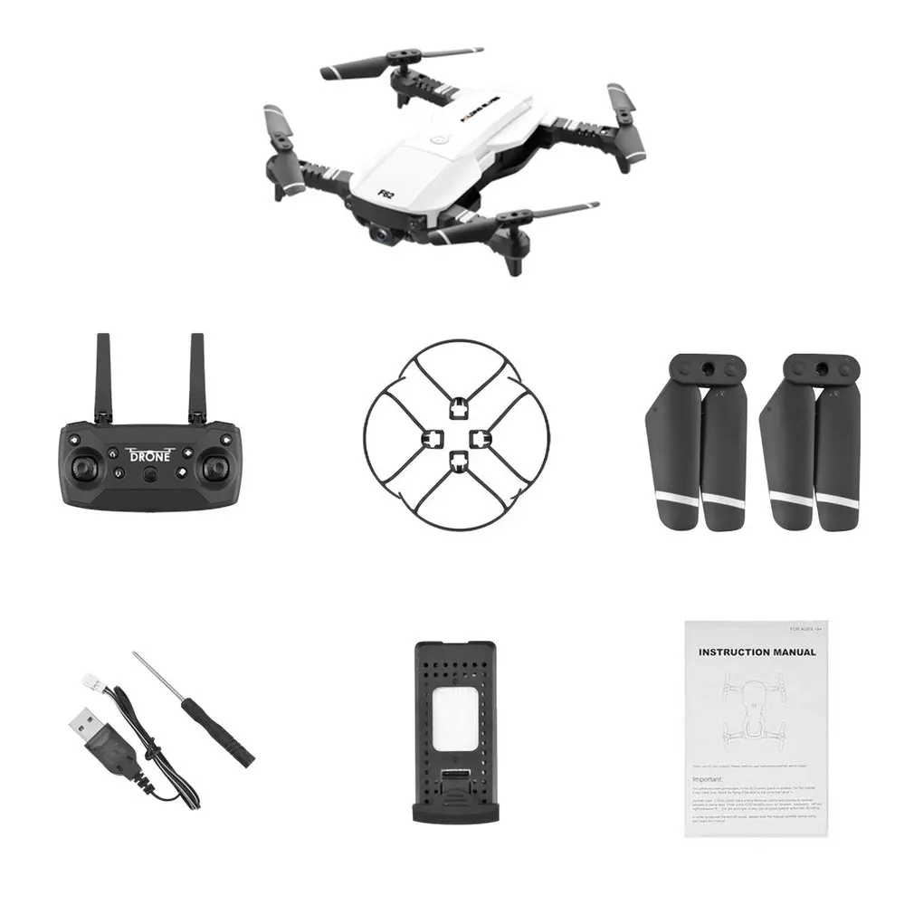 0.3MP White 1B F62 2,4G wifi 0.3MP/4K 16MP HD широкоугольная камера Радиоуправляемый Дрон оптический поток управление жестами Смарт следование RC вертолет Дрон модель - Color: 0.3MP White 1B