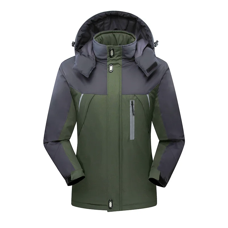 Лыжная куртка мужская зимняя для спорта на открытом воздухе походная ветрозащитная Водонепроницаемая флисовая куртка мужской размера плюс теплые лыжные куртки для сноубординга - Цвет: Army green