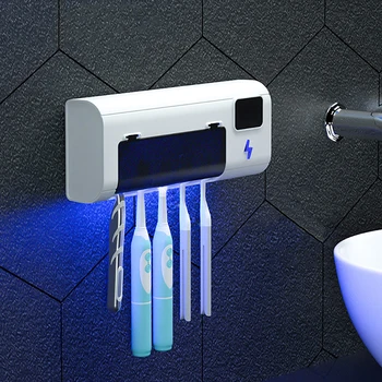 

GURET UV Toothbrush Sterilizer Wall Mounted Toothbrush Holder Disinfectant Cleaner Home Storage Shelf Bathroom Accessories Sets