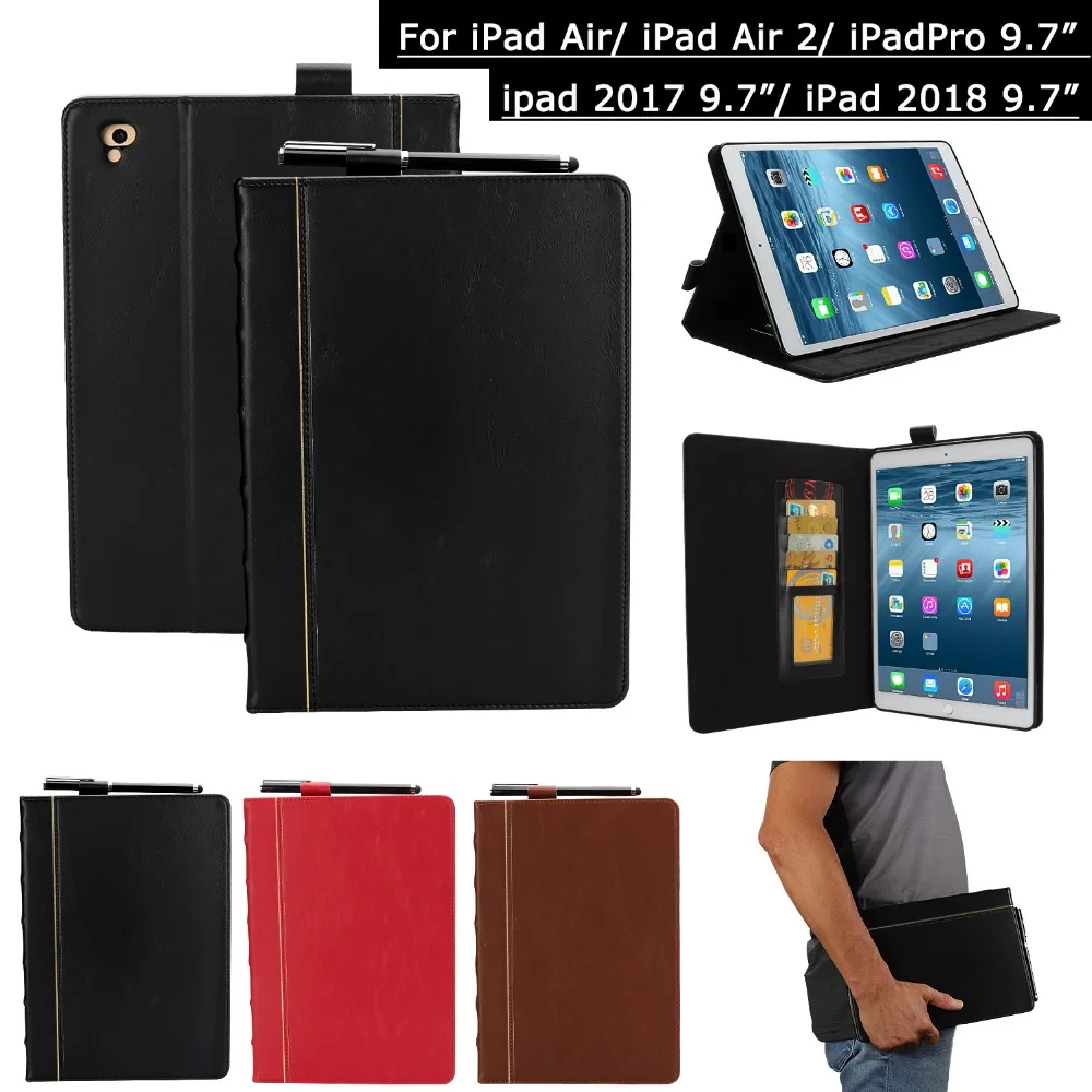 

Fashion Book Style Tablet Cases For Apple iPad Pro 9.7 2017 2018 air 2 Case PU Leather Card Slot Cover Anti-knock Wallet bag