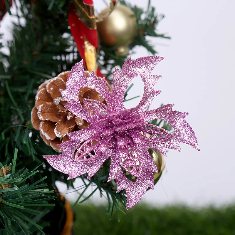 2 шт Рождественский цветок 20 см/14 см/7 см блестящие порошок рождественские украшения для рождественской ёлки украшения Рождественский