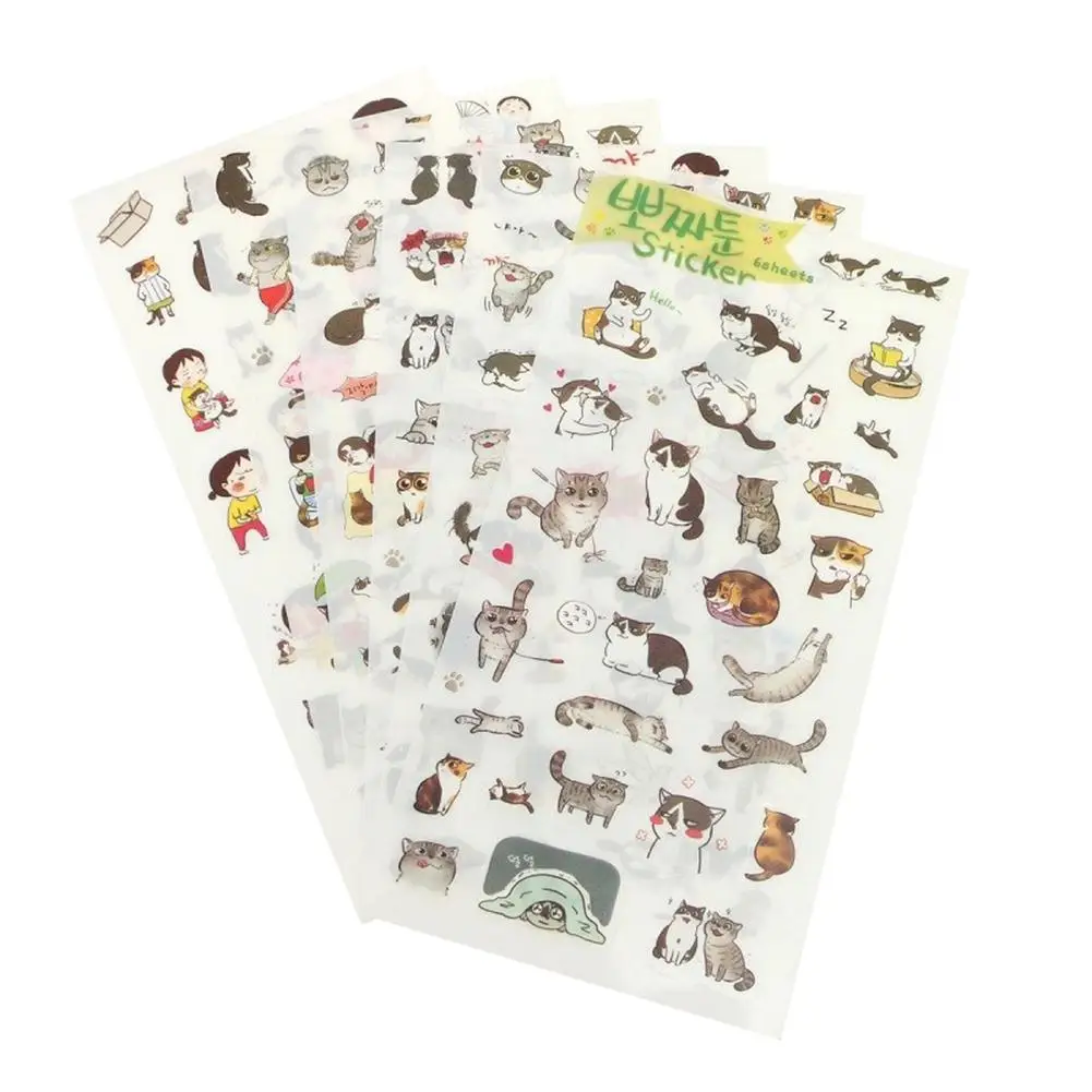6Sheets Cute Cartoon Cat Girl Album Diary Calendar Craft Scrapbooking Sticker DIY Paper Decoration | Дом и сад