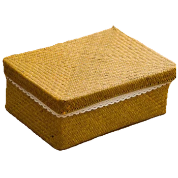 

Manual Straw Storage Box with Lid laundry sundries basket dirty clothes storage panier osier wasmand woven rattan straw baskets