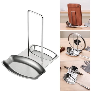 

Spoon Rest and Pot Lid Holder Stainless Steel Rack Shelf Stand Holder Utensil Rest Organizer Kitchen Tool @LS