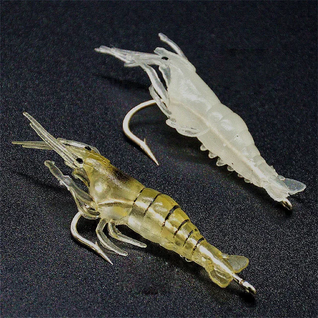 appat peche artificiel pour la peche Crevettes lumineuses Silicone Simulation d'appât artificiel crevette souple avec hameçons carpe – Image 3