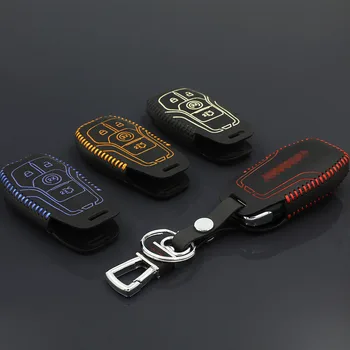 

High quality Genuine Leather Remote Control Car Key Case wallet Bag Cover For Ford Explorer