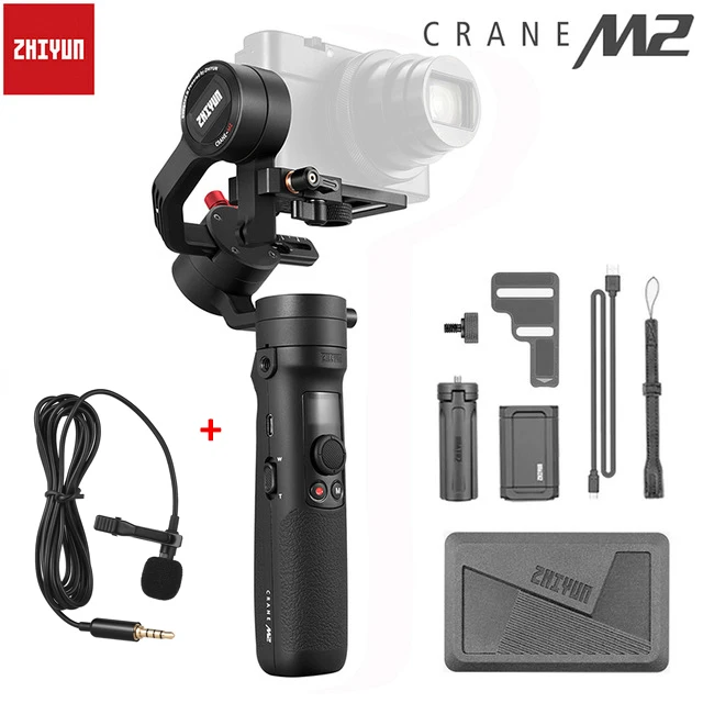 add lavalier mic Zhiyun Crane M2 3-осевой портативный монопод с шарнирным замком Камера Стабилизатор Для беззеркальных Камера s Action pk 2 Gopro Hero 5 6 7 смартфон - Цвет: add lavalier mic