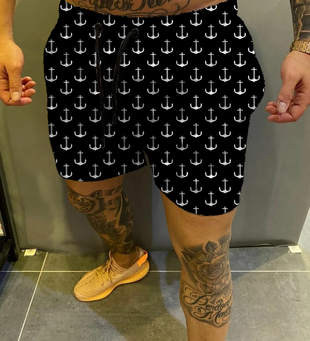 Pantalones cortos con de ancla para hombre, shorts veraniegos de secado rápido, Estilo Hawaiano, informal|Pantalones cortos de surf| - AliExpress