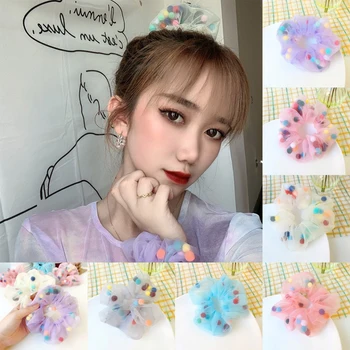 

Candy-colored hair band female elastic cotton candy hair ring large intestine ponytail hair rope accessories