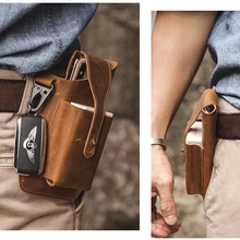 

Retro Portable Belt Waist Men's Bag Sports Running Outdoor Sports Cell Phone Leather Waist Bag For Phone Men Keychain
