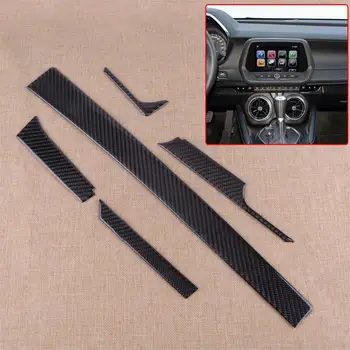 

DWCX 5Pcs Carbon Fiber Black Car Dashboard Center Console Strip Cover fit for Chevrolet Camaro 2017 2018 2019