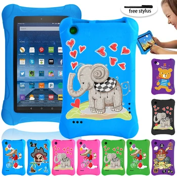 

Anti-fall New EVA Soft Shell Tablet Case for Amazon Fire 7(5th/7th/9th Gen)7 Inch Anti-slip Kids Tablet Case + Free Stlyus